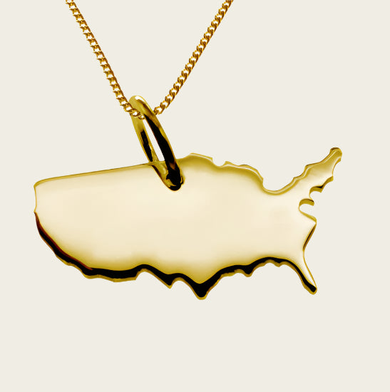 Gouden Landkaart USA Verenigde Staten ketting hanger