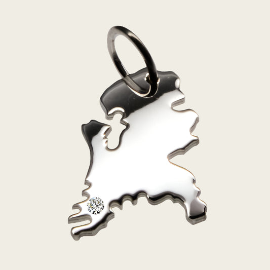 Zilveren Landkaart Nederland ketting hanger