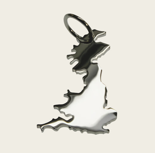 Zilveren Landkaart Engeland ketting hanger