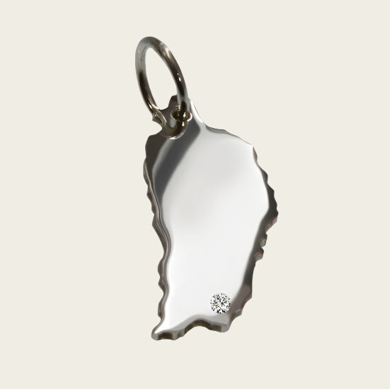 Silver Map Dominican Republic Necklace Pendant