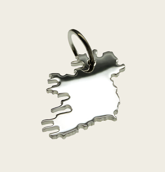 Zilveren Landkaart Ierland Noord + Zuid ketting hanger