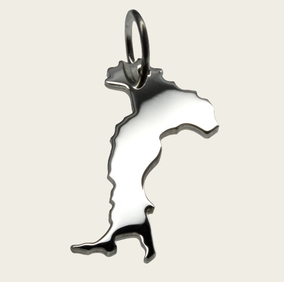 Zilveren Landkaart Italië ketting hanger