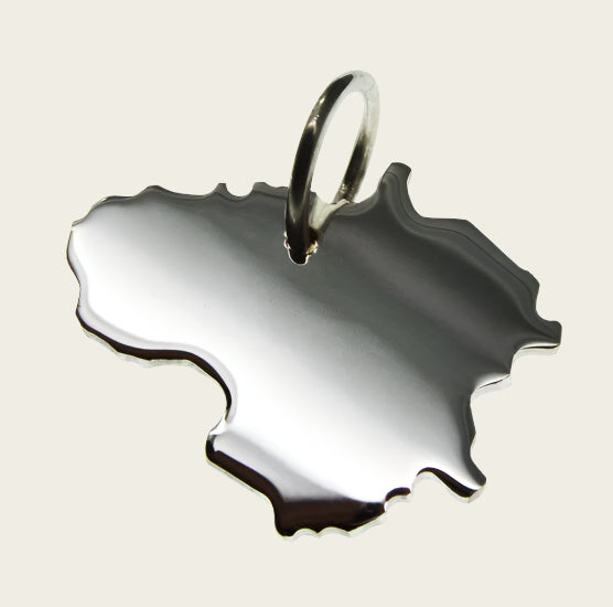 Silver Lithuania Map Necklace Pendant