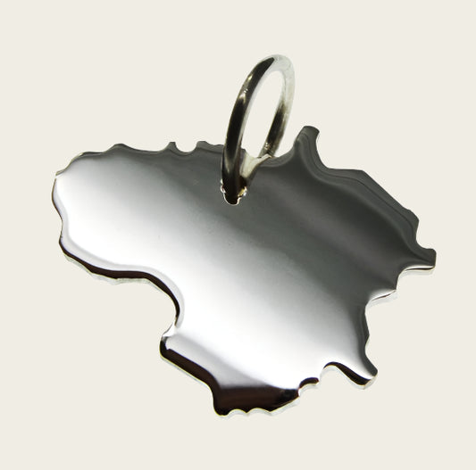 Zilveren Landkaart Litouwen ketting hanger