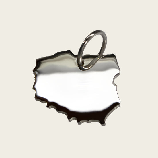 Zilveren Landkaart Polen ketting hanger