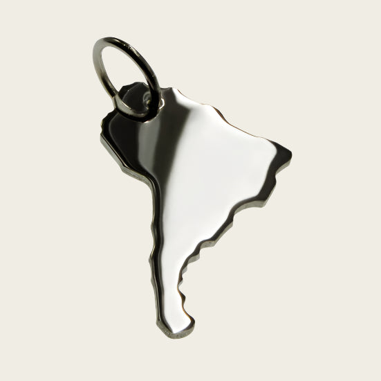 Silver Map South America Necklace Pendant
