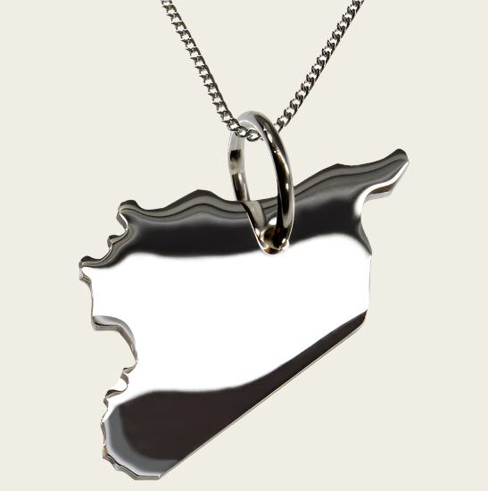 Zilveren Landkaart Syrië ketting hanger