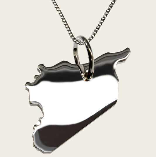 Zilveren Landkaart Syrië ketting hanger