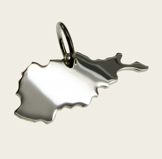 Zilveren Landkaart Afghanistan ketting hanger
