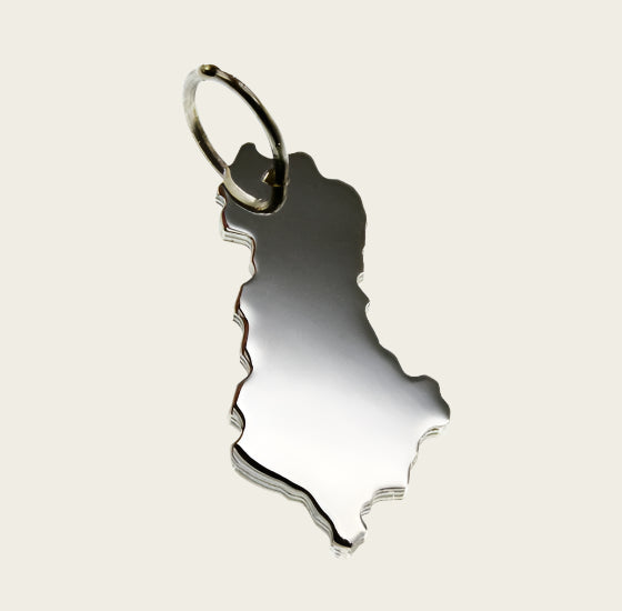 Zilveren Landkaart Albanië ketting hanger