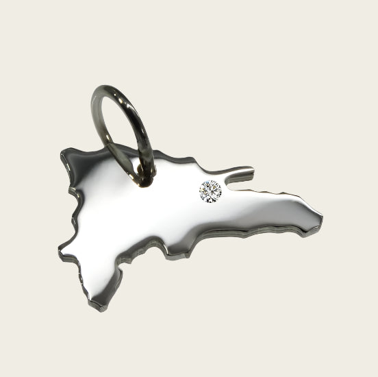 Zilveren Landkaart Dominicaanse Republiek ketting hanger