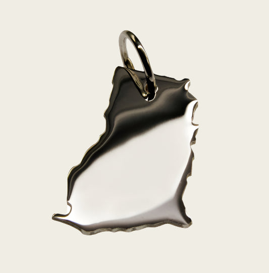 Zilveren Landkaart Ghana ketting hanger
