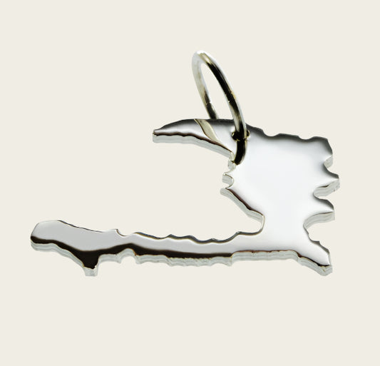 Zilveren Landkaart Haïti ketting hanger