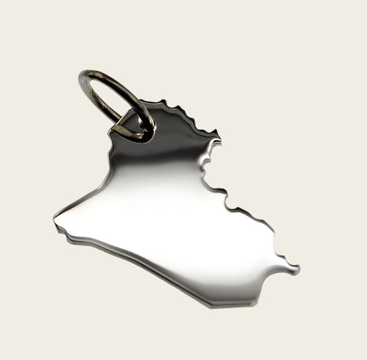 Zilveren Landkaart Irak ketting hanger
