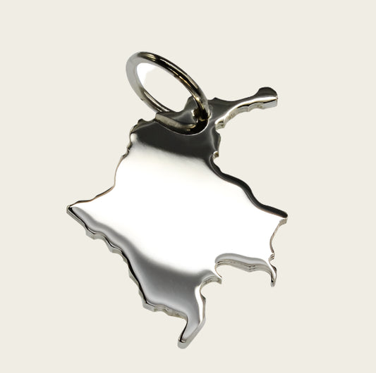 Zilveren Landkaart Colombia ketting hanger