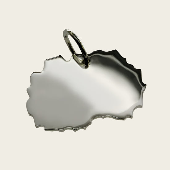 Silver Macedonia Map Necklace Pendant