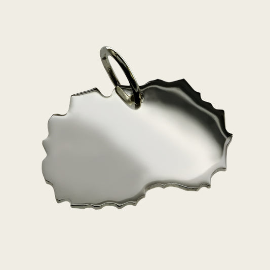 Zilveren Landkaart Macedonië ketting hanger