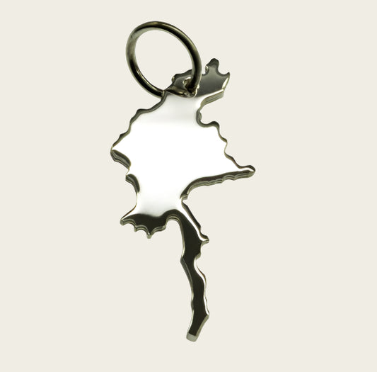 Zilveren Landkaart Myanmar ketting hanger