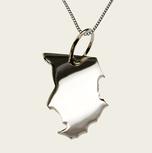 Zilveren Landkaart Tsjaad ketting hanger