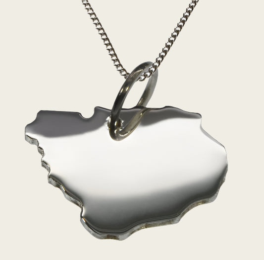 Zilveren Landkaart Uruguay ketting hanger