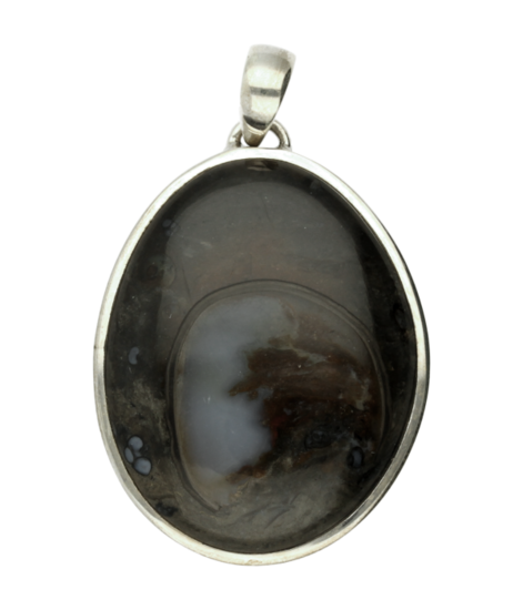 Zilveren Jaspis edelsteen ovaal groot ketting hanger