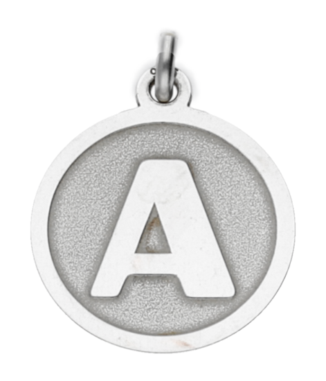 Silver Letter A round matte and gloss necklace pendant 