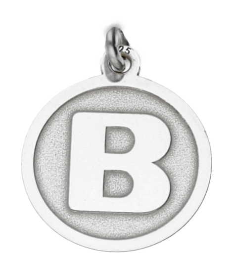 Silver Letter B round matte and gloss necklace pendant 