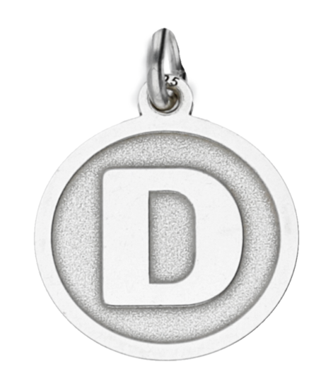 Silver Letter D round matte and gloss necklace pendant 