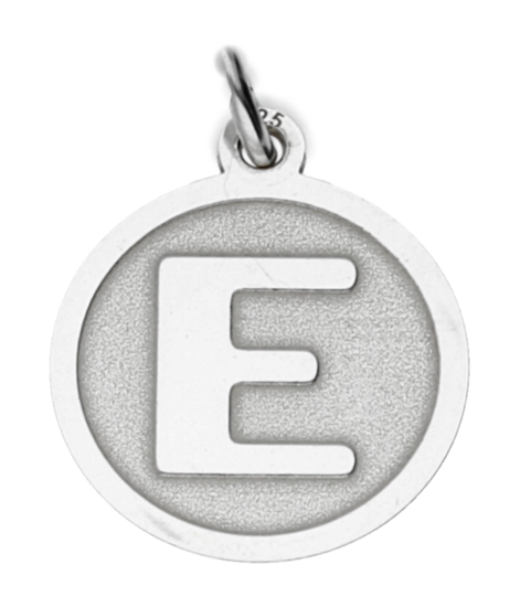Silver Letter E round matte and gloss necklace pendant 