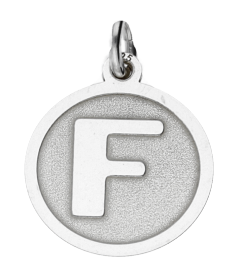 Silver Letter F round matte and gloss necklace pendant 