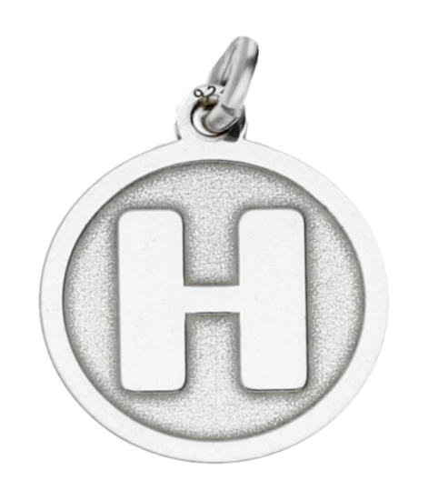 Silver Letter H round matte and gloss necklace pendant 