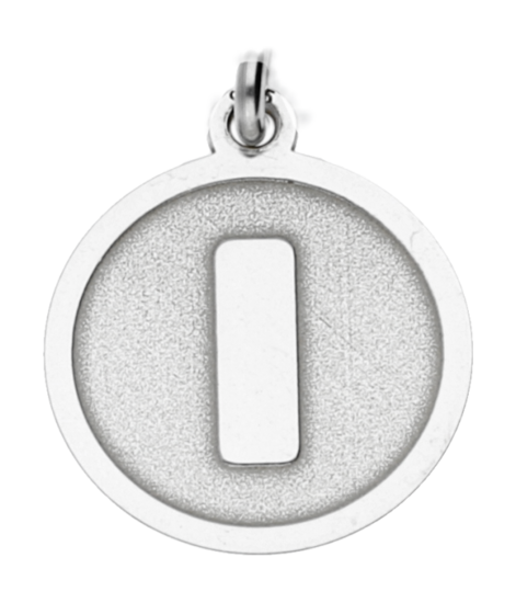 Silver Letter I round matte and gloss necklace pendant 