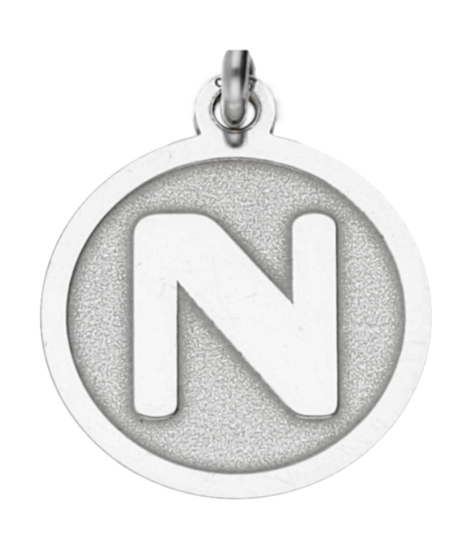 Silver Letter N round matte and gloss necklace pendant 