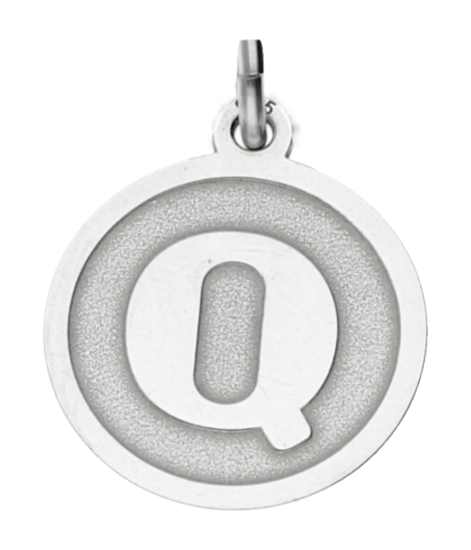 Silver Letter Q round matte and gloss necklace pendant 