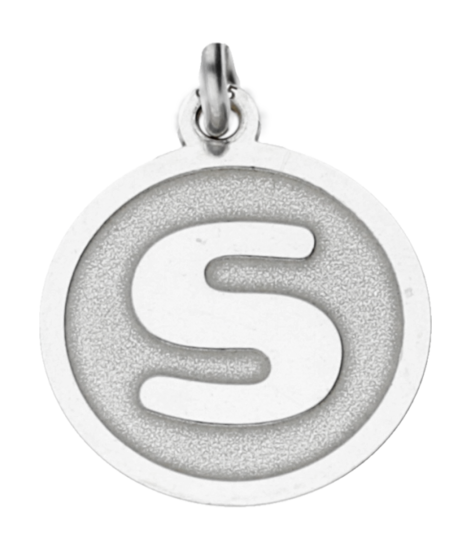 Silver Letter S round matte and gloss necklace pendant 