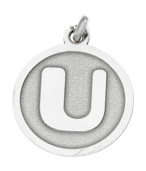 Silver Letter U round matte and gloss necklace pendant 