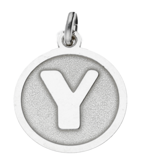 Zilveren Letter Y rond mat en glans kettinghanger