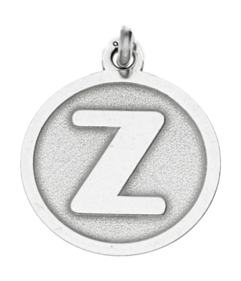 Silver Letter Z round matte and gloss necklace pendant 