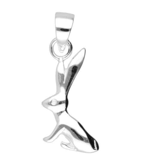 Silver Bunny Abstract Necklace Pendant 