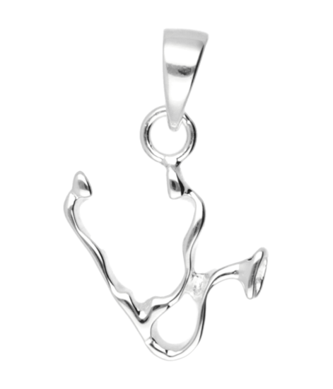 Silver Stethoscope Necklace Pendant 
