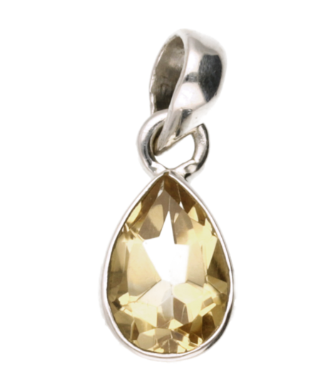 Silver Citrine drop small necklace pendant