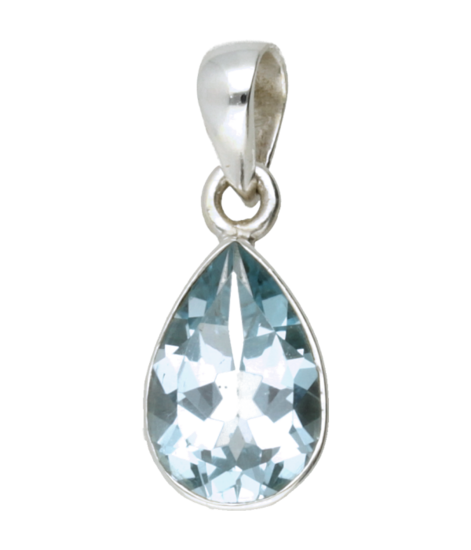 Silver Topaz Drop Small Necklace Pendant