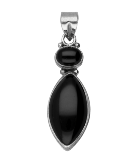 Zilveren Onyx duo kettinghanger