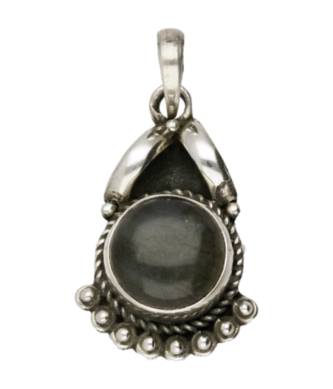 Silver Labradorite with details necklace pendant