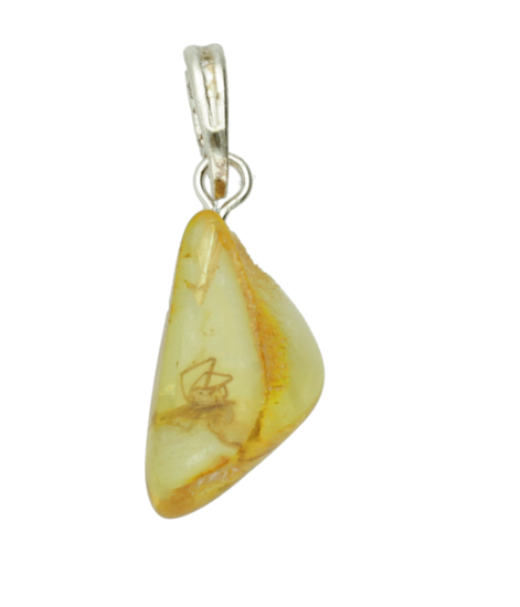 Silver Amber with a spider embedded necklace pendant