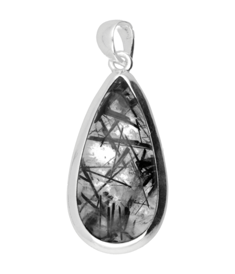 Silver Rutilated Quartz Point Necklace Pendant