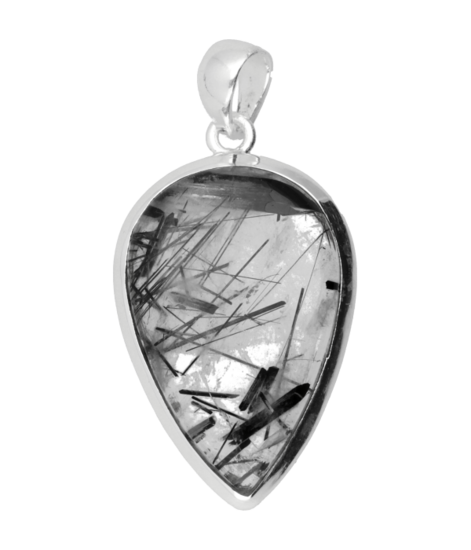 Silver Rutilated Quartz Drop Necklace Pendant