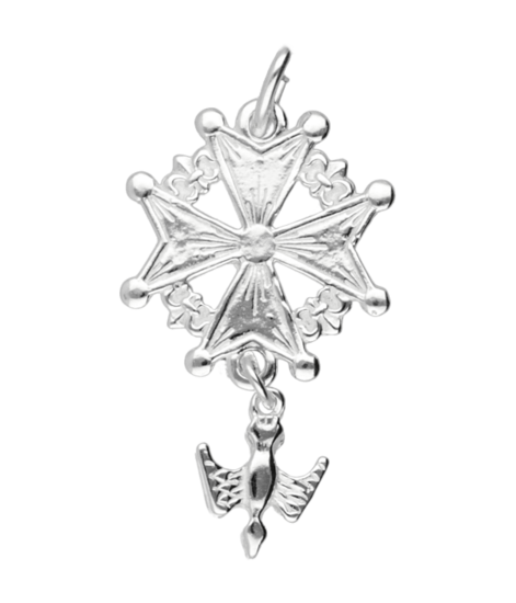 Zilveren Hugenotenkruis reverdrukpin - groot