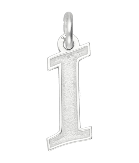 Silver letter I graceful matt-gloss necklace pendant 