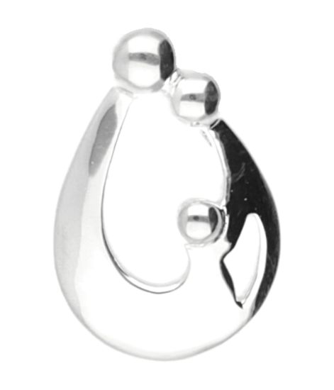Silver Family Parents with child necklace pendant 